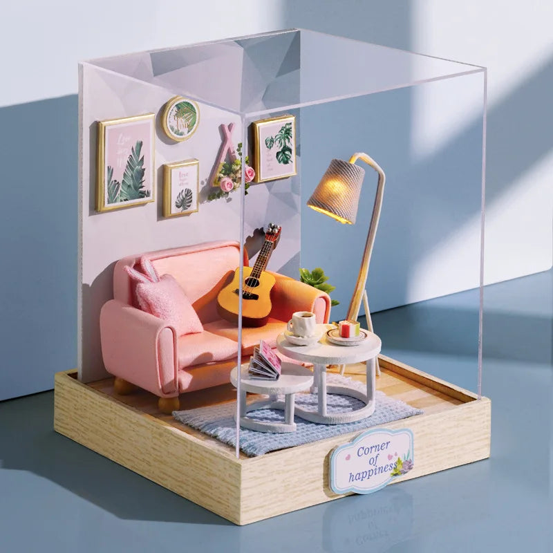Mini Miniature Dollhouse DIY Small House Kit Making Room Toys Home Bedroom Decorations With Furniture Wooden Craft Doll Houses