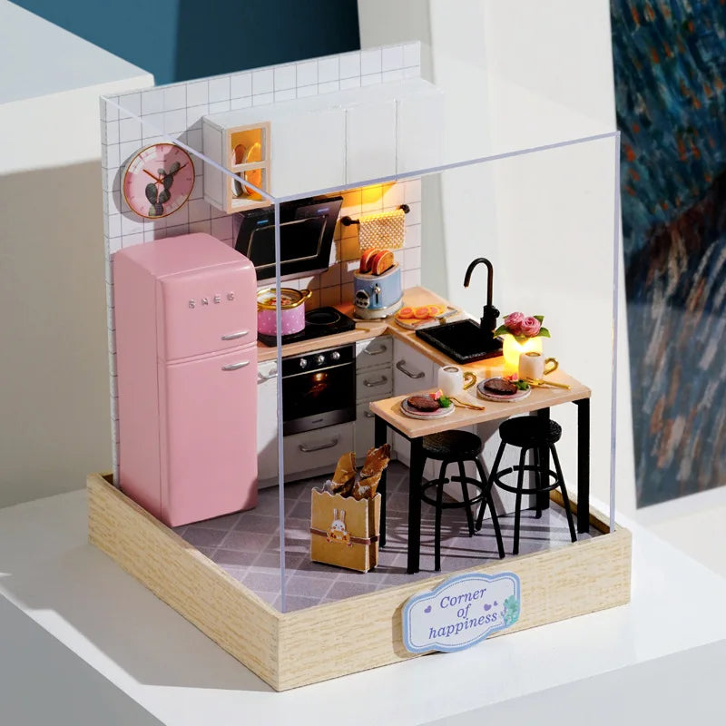 Mini Miniature Dollhouse DIY Small House Kit Making Room Toys Home Bedroom Decorations With Furniture Wooden Craft Doll Houses