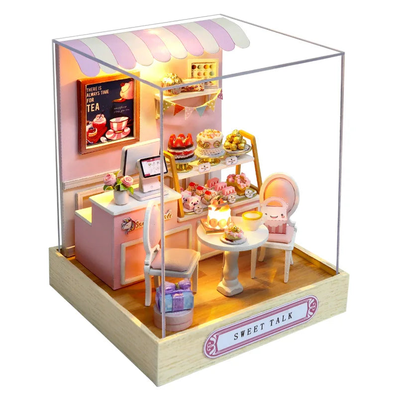 Mini Miniature Dollhouse DIY Small House Kit Making Room Toys Home Bedroom Decorations With Furniture Wooden Craft Doll Houses
