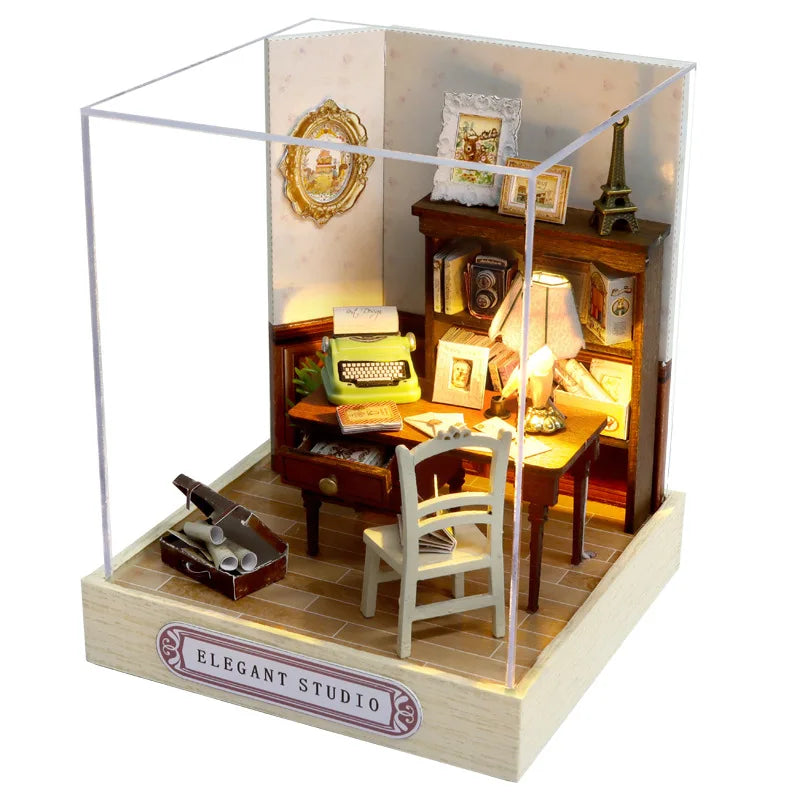 Mini Miniature Dollhouse DIY Small House Kit Making Room Toys Home Bedroom Decorations With Furniture Wooden Craft Doll Houses