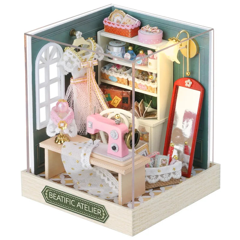 Mini Miniature Dollhouse DIY Small House Kit Making Room Toys Home Bedroom Decorations With Furniture Wooden Craft Doll Houses