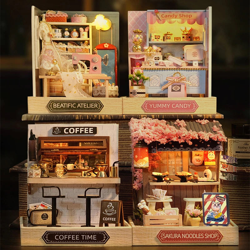 Mini Miniature Dollhouse DIY Small House Kit Making Room Toys Home Bedroom Decorations With Furniture Wooden Craft Doll Houses