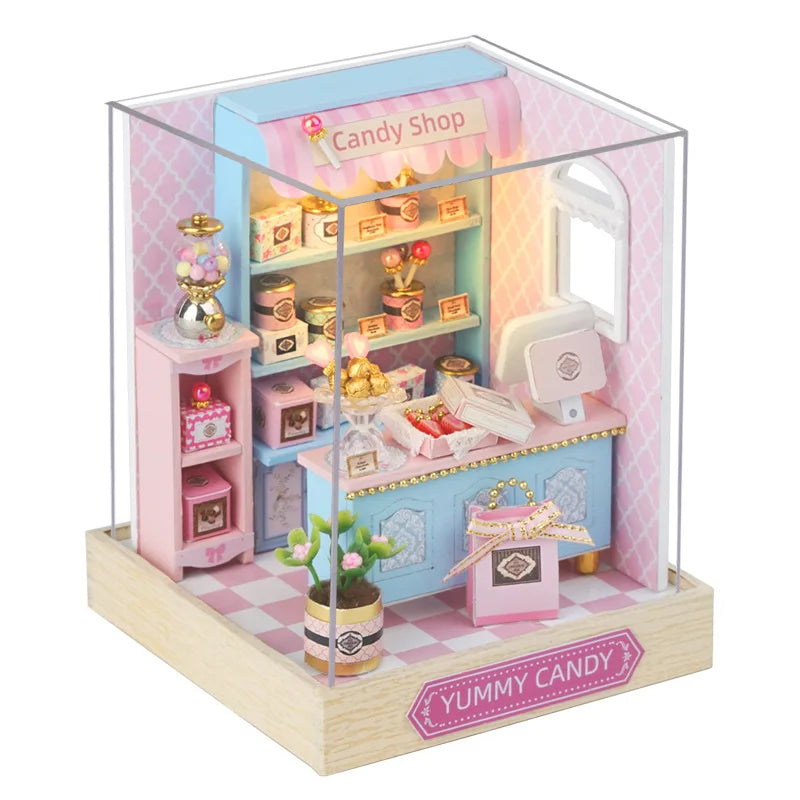 Mini Miniature Dollhouse DIY Small House Kit Making Room Toys Home Bedroom Decorations With Furniture Wooden Craft Doll Houses