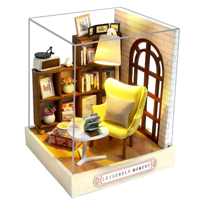 Mini Miniature Dollhouse DIY Small House Kit Making Room Toys Home Bedroom Decorations With Furniture Wooden Craft Doll Houses