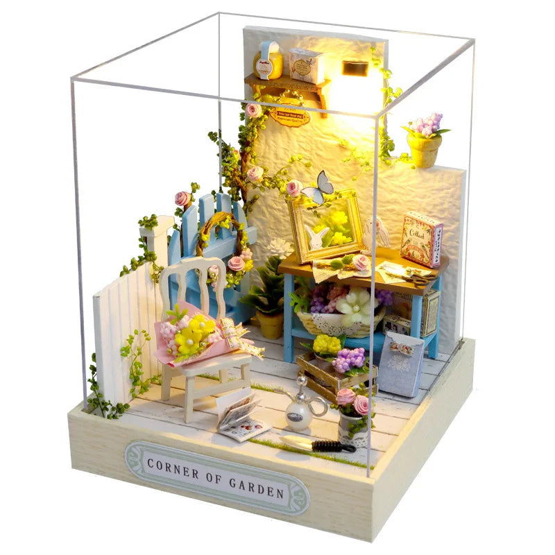Mini Miniature Dollhouse DIY Small House Kit Making Room Toys Home Bedroom Decorations With Furniture Wooden Craft Doll Houses